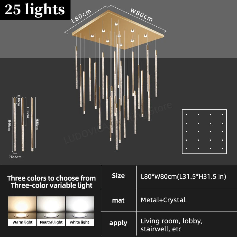 Hotel lobby LED Chandelier Villa hall Living room Crystal Chandeliers Customable High Ceilings Chandelier
