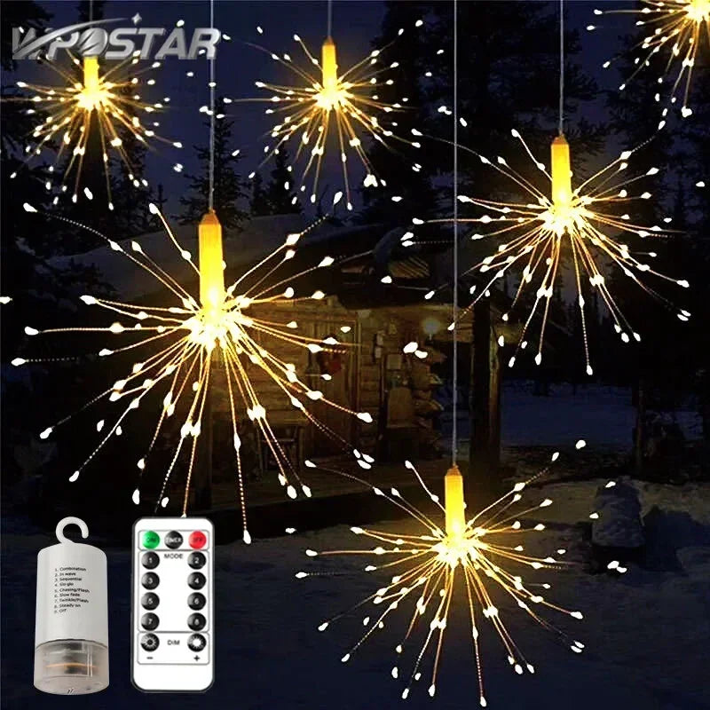 200LED Solar Garden Lights Waterproof Outdoor Lighting Solar Firework Light Lawn Pathway Garden Decoration