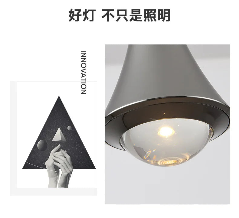 Bedroom Bedside Pendent Lamp Nordic Modern Living Room Study Decoration Simple Creative Light Luxury Bar Glass LED Chandelier
