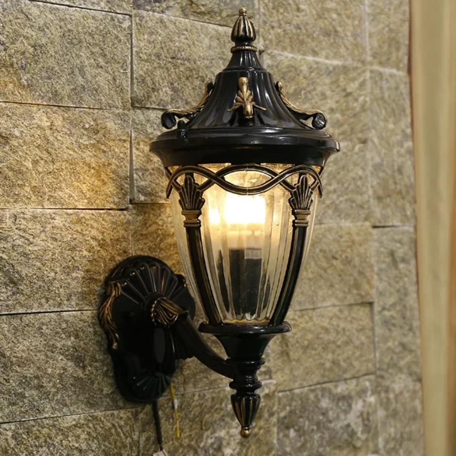 SANDIY Outdoor Wall Lights External Sconce Lamp LED Porch Luminaire Retro Balcony Patio Fence Lighting 220v 110v Glass Latern