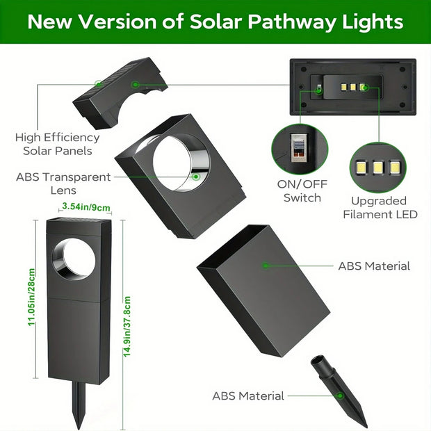 Solar Pathway Lights Outdoor Waterproof Bright Moon Auto On/Off Garden Light for Yard Patio Porch Lawn Outside Decor Lighting