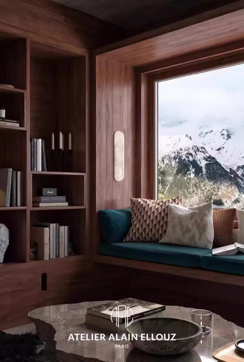 Italian Wall Lamp Natural Marble Bedside LED Light for Bedroom Villa Entryway Hallway Living Room Indoor Decorative Lighting