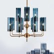 Nordic LED Glass Chandelier Blue/Amber Modern Hanging Lamp Suspension Living Dining Bedroom Pendant Lighting Fixtures