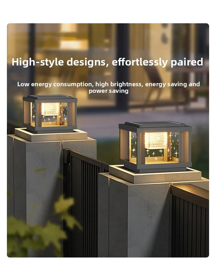 Solar Column Head Lamps Waterproof Courtyard Lamps Gate Pillar Lamps Wall Column Lamps Outdoor Villa Column Head Lamps