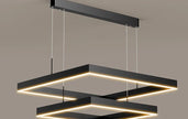 2026 LED Square Pendant Light For Dining Room Bedroom Living Room Home Loft Decor Modern Black Aluminum Hanging Lamp