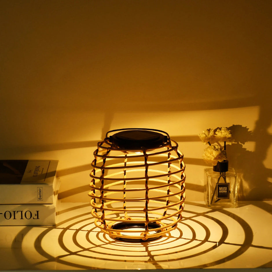 Solar Garden Light Ornaments 600mAh Imitation Rattan Lawn Projection Light Decor