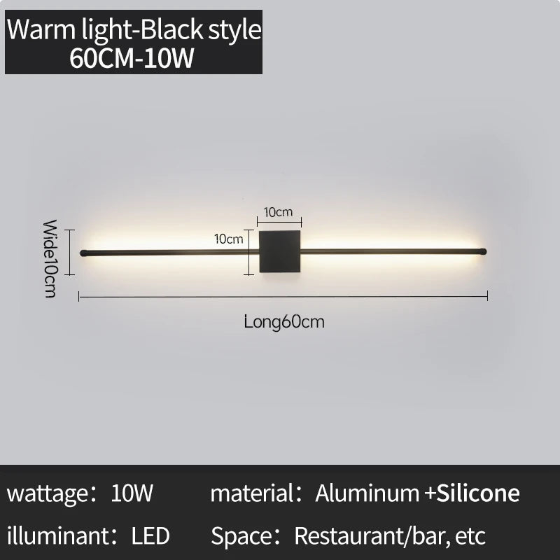 Modern LED Wall Lamp Minimalist Led Light Bedroom Bedside Long Strip Wall Sconces Living Room Sofa Home Indoor Lighting Fixture