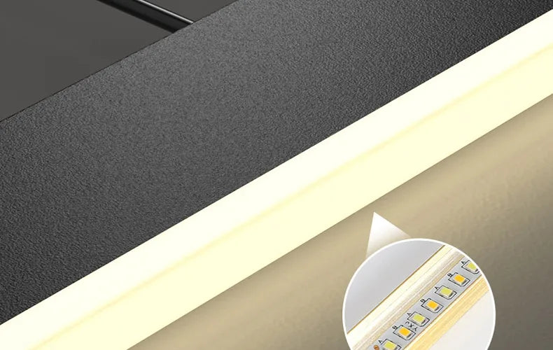 2026 LED Square Pendant Light For Dining Room Bedroom Living Room Home Loft Decor Modern Black Aluminum Hanging Lamp