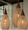 Japanese Wabi-Sabi Rattan Pendant Light - Hand-Woven E27 Boho Lamp for Restaurant Coffee Shop Dining Room Kitchen Island