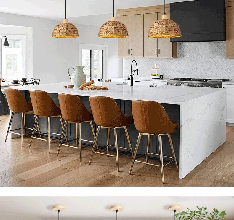 Wicker Rattan Pendant Lamp Teahouse Homestays Decorative Pastoral Retro Pendant Light Kitchen Corridor Bedroom Dining Chandelier
