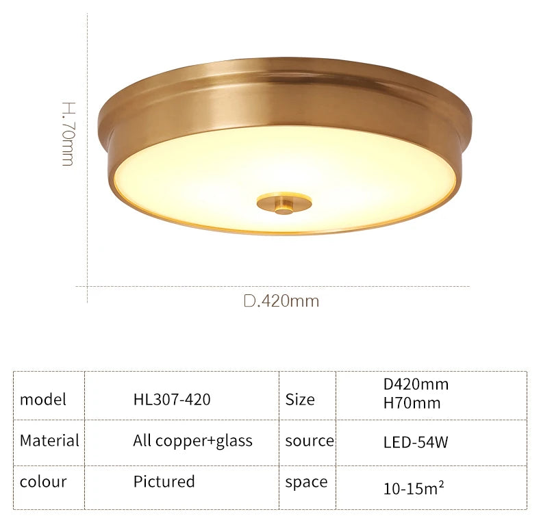 Nordic Modern Copper LED Ceiling Lights Fixtures Kitchen Hallway Balcony Round Ceiling Lamps Minimalist Lampara Gold Lighting
