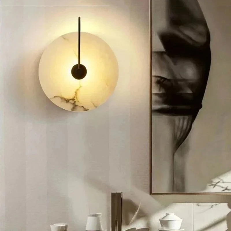 Modern LED Marble Wall Sconce Light Fixture Alabaster Lamp Living Room Bedroom Bedside Home Art Decoration Stone Decor Indoor