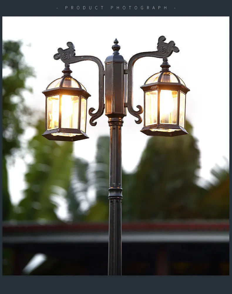 Led Villa Garden Outdoor Waterproof Household Retro Double Head Community Outdoor Courtyard Street Lamp ≈230CM