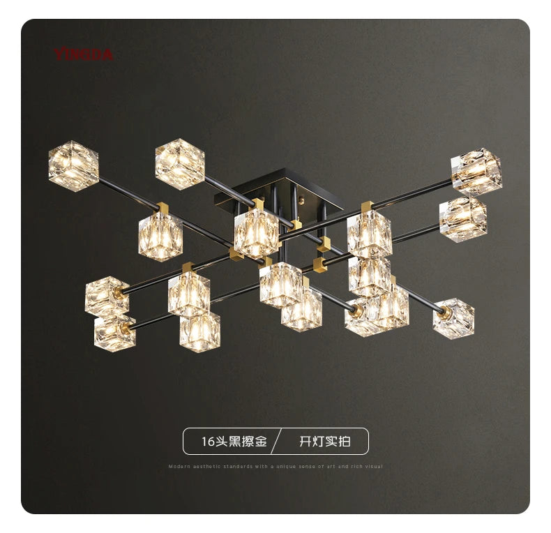 Light Luxury All Copper Living Room Ceiling Lamp, High-end Crystal Lamp, Creative Bedroom Lamp, Minimalist Dining Room Lamp