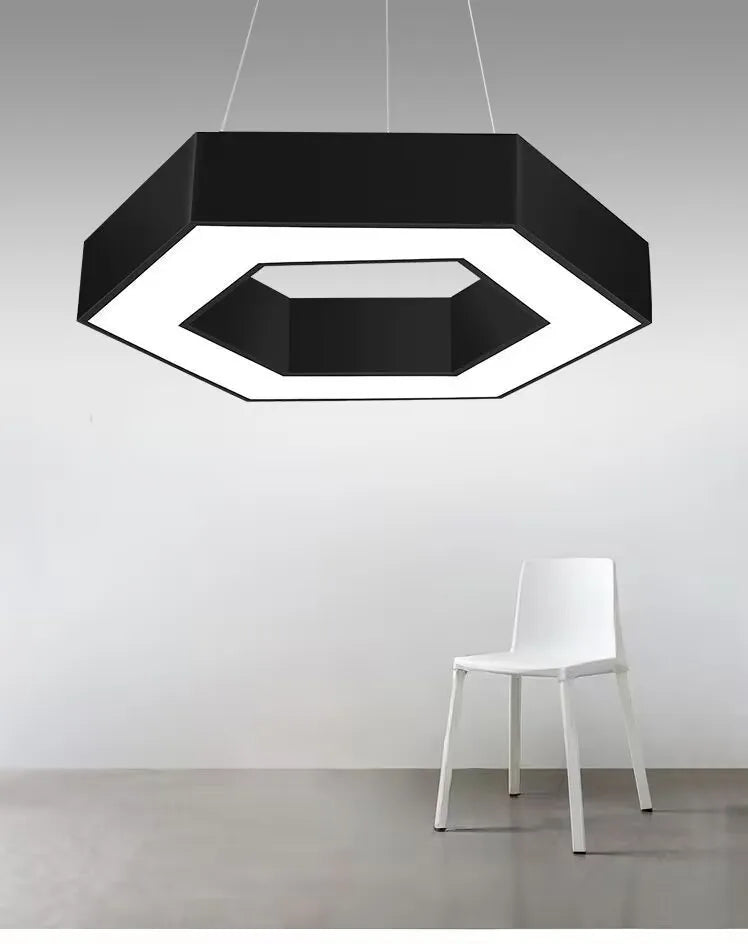 Modern minimalist geometric pendant lights, for dining room, gymnasium, LED hollow pendant lights, supermarket circular lights