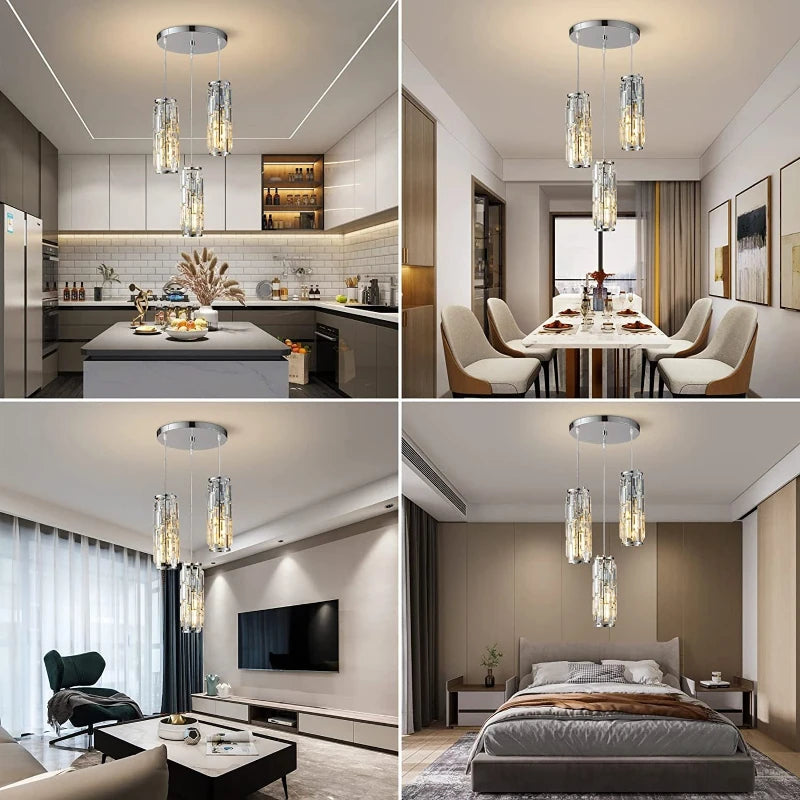 Crystal Pendant Lamp American Industrial-style Home Décor Lighting Fixtures for Kitchens, Dining Rooms, Parlor and Bedrooms