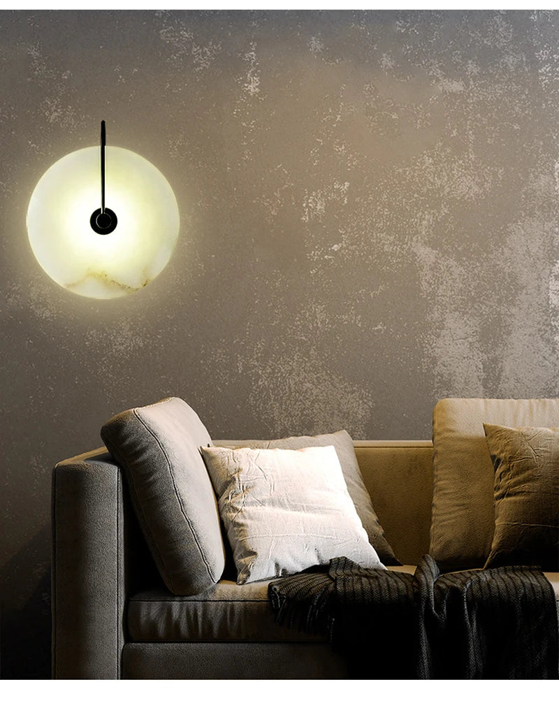 Modern LED Marble Wall Sconce Light Fixture Alabaster Lamp Living Room Bedroom Bedside Home Art Decoration Stone Decor Indoor