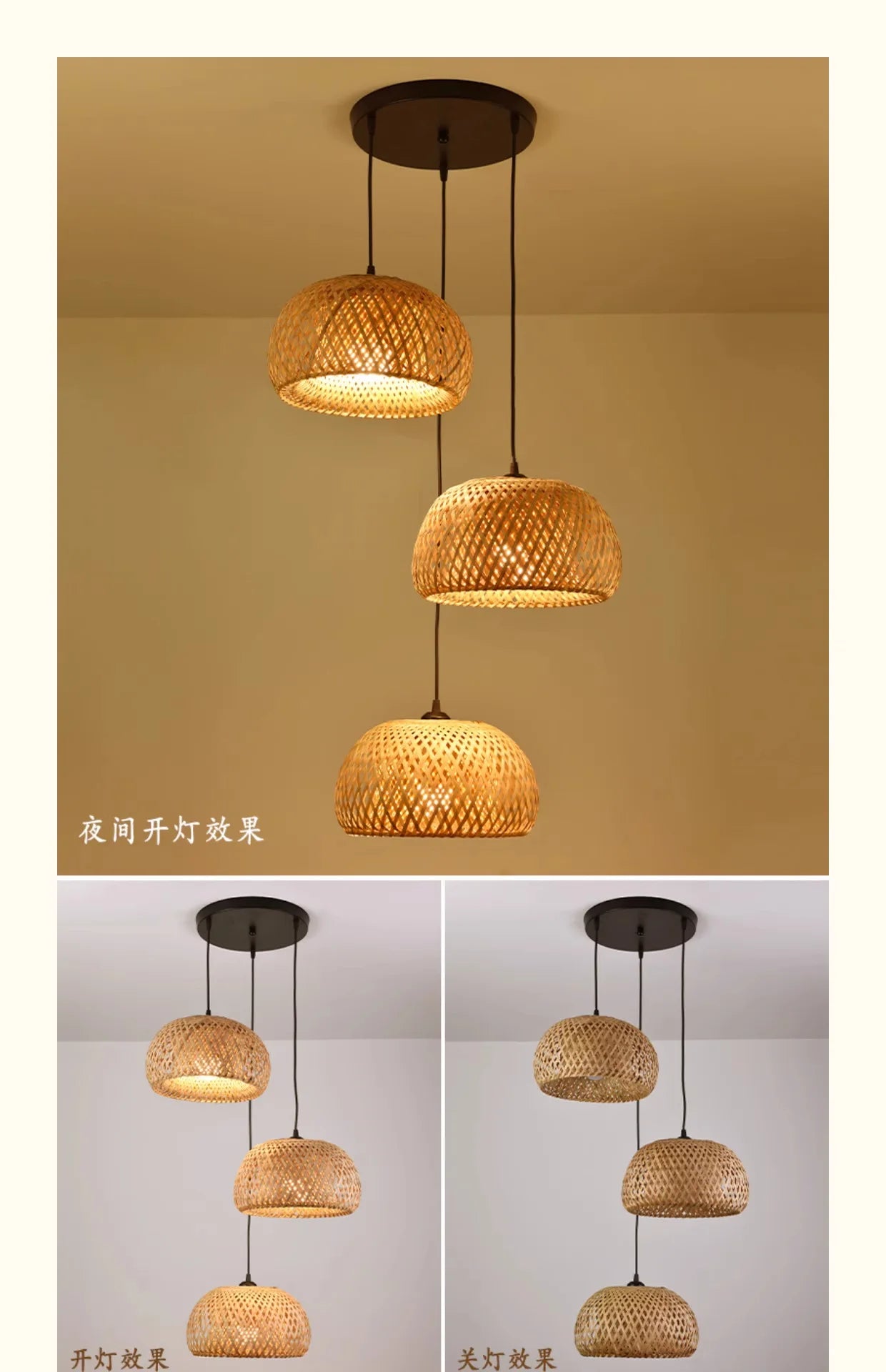 2026 Newest Bamboo Pendant Lamps Ceiling Lights Rattan Wicker Lustre Hand Knit Braiding Suspended Home Dining Braided Decor Hot