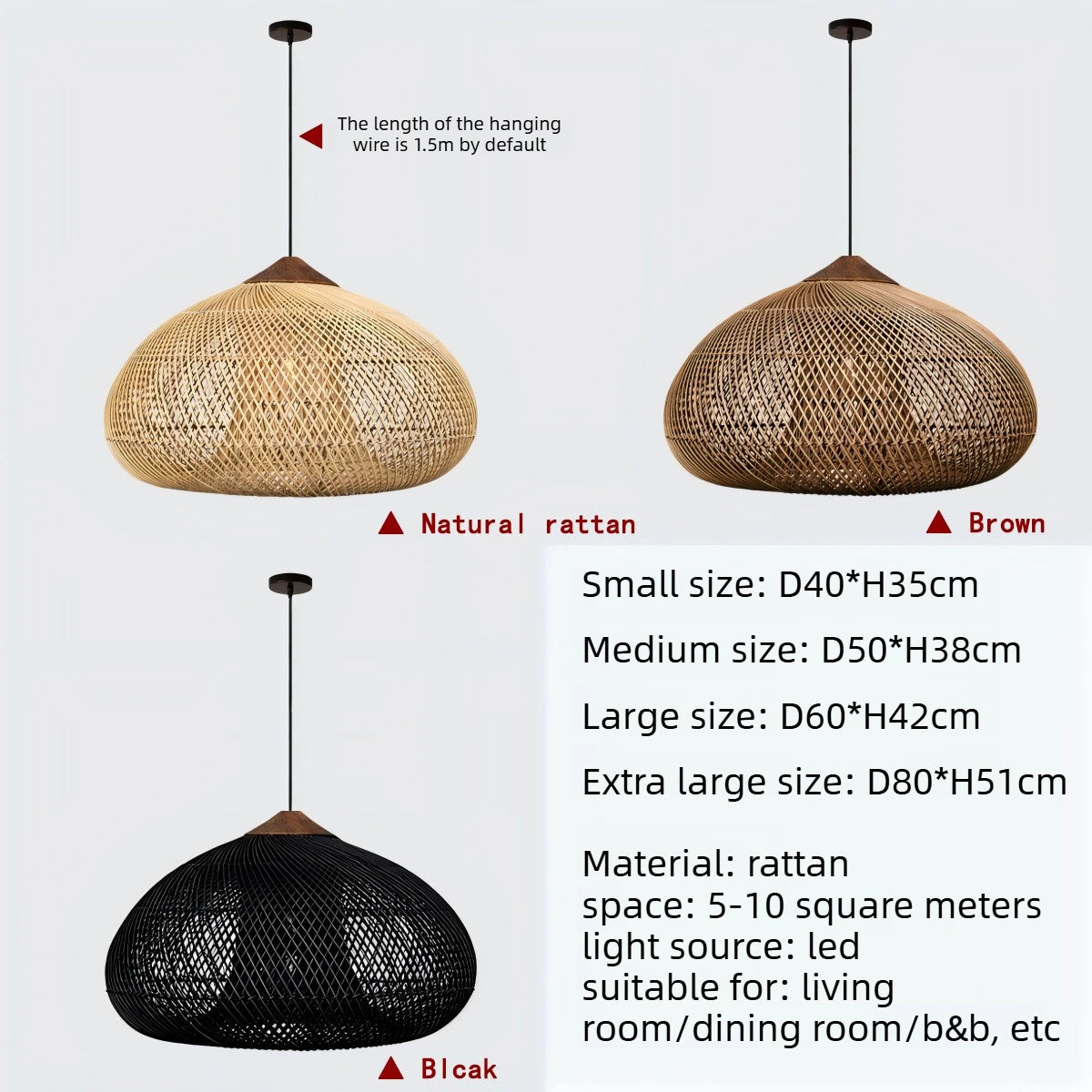 Japanese Wabi-Sabi Rattan Pendant Light - Hand-Woven E27 Boho Lamp for Restaurant Coffee Shop Dining Room Kitchen Island