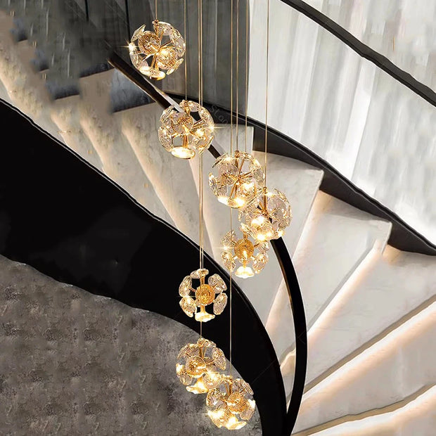 Modern home decoration crystal chandelier, stair Pendant lamp, living room Pendant lights, interior lighting