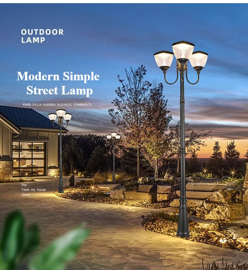 Modern Outdoor Street Lights for Villa Yard Garden Waterproof Aluminum Lamps High Pole Pillar Lamp Landscape Decor Lighting IP65