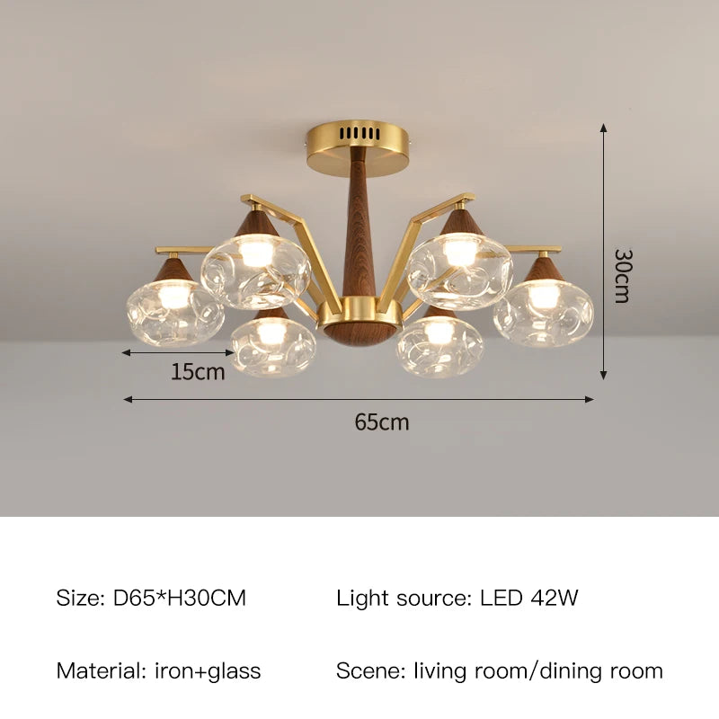 Wabi Sabi Glass Chandeliers For Dining Tables Living Room Kitchen Office Coffee Hanging Lamp Nordic Home Decor Ceiling Lights