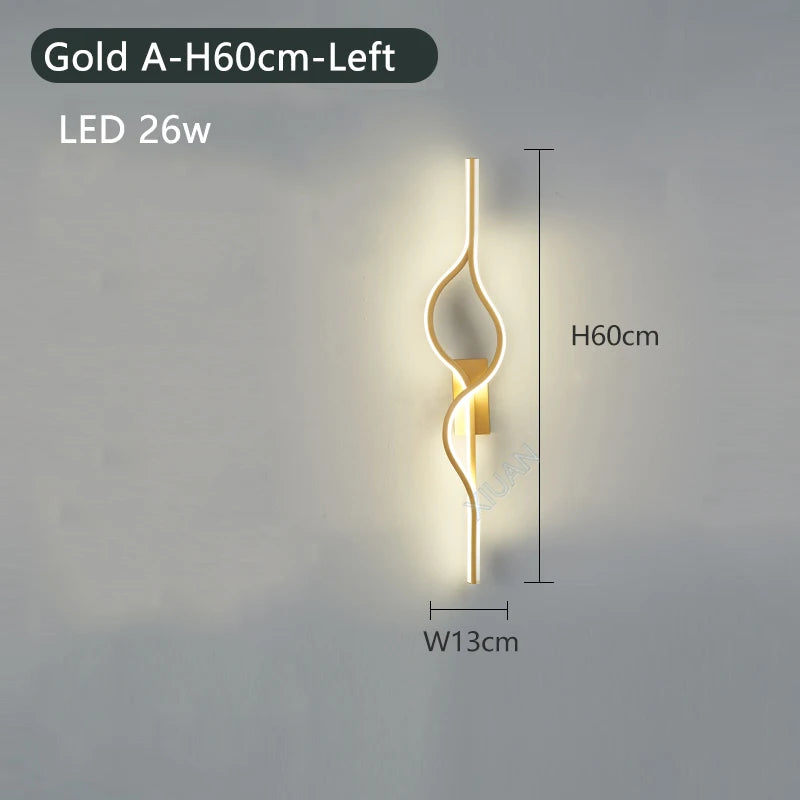 Modern Living Room Long Wall Lights with Anlter Design Gold Black TV Background Decorative Wall Lamp for Bedroom Remote Control