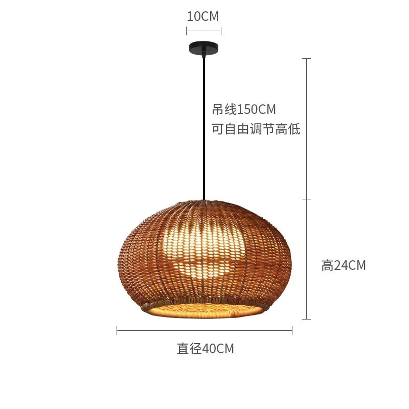 2025 Outdoor Waterproof Lustre Pendant Lights Chinese Style Courtyard Villa Hanging Lamp Garden Restaurant Rattan Weaving Lamp