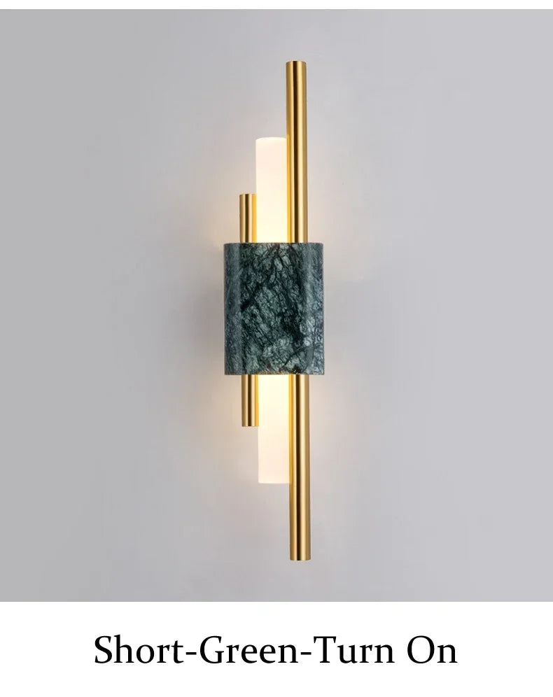 Luxury Green White Marble Wall Lamp Living Room Lobby Bedroom Golden Decor Bedside Sconce Hotel Aisle Staircase Led Light 6W