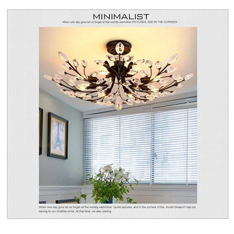 VIOLET Modern Crystal Ceiling Light American Country LED Creativity Living Room Dining Room Bedroom Coffee shop clothing store