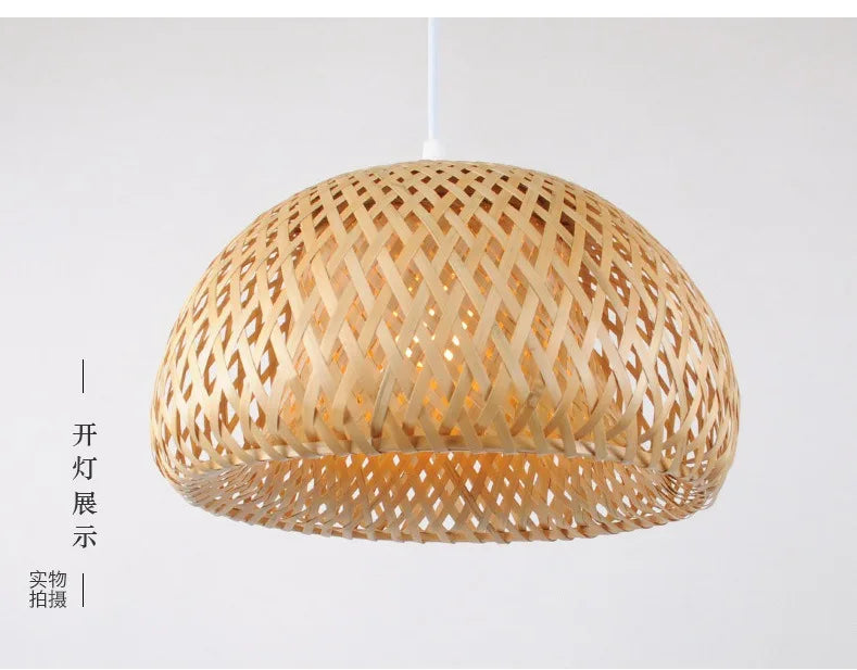 2025 Bamboo Pendant Lamps Hand Knitted Chinese Style Weaving Hanging Lamps 26cm Restaurant Home Decor Lighting Fixtures HOT