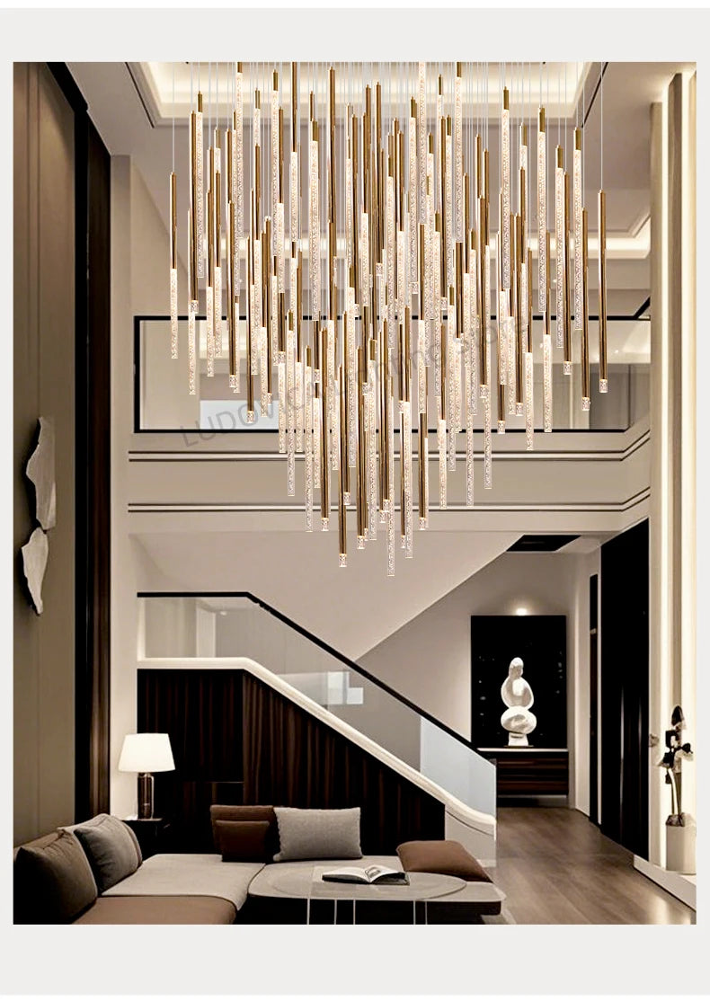 Hotel lobby LED Chandelier Villa hall Living room Crystal Chandeliers Customable High Ceilings Chandelier