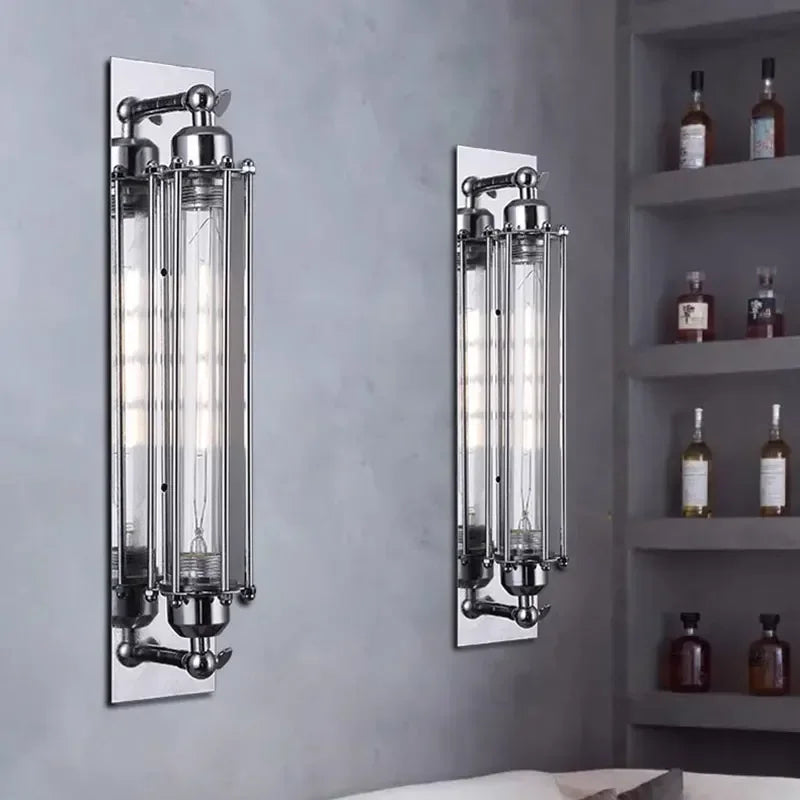 American Industrial Electroplated silver Vintage Wall Lamp 8W Led Wall Light Bedroom Cafe Restaurant Bedside Wall Light