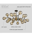 LED Glass Ball Chandelier Pendant Light for Indoor Decorative Lighting - Living Room Bedroom Dining Room