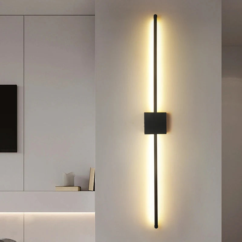 Modern LED Wall Lamp Minimalist Led Light Bedroom Bedside Long Strip Wall Sconces Living Room Sofa Home Indoor Lighting Fixture
