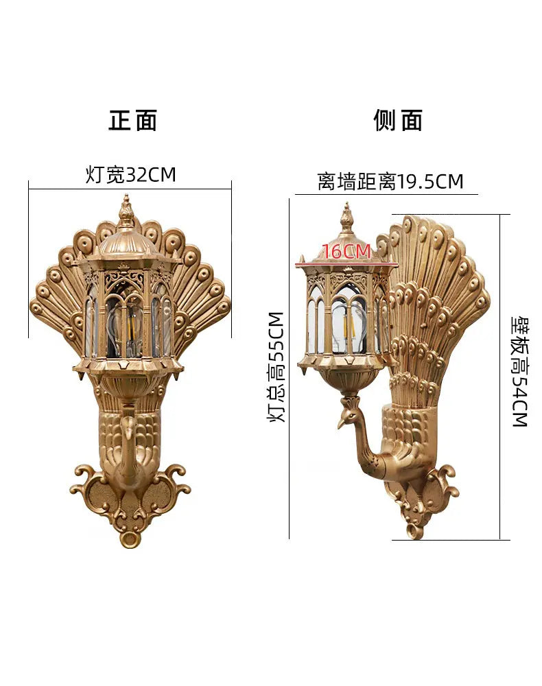 Outdoor Courtyard Pillar Entrance Waterproof Terrace Retro Courtyard Villa Exterior Wall Balcony Courtyard Wall Lamp
