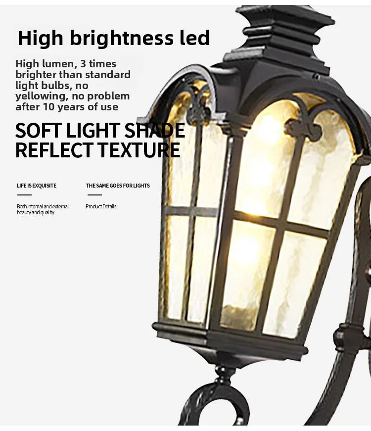 Outdoor Waterproof Wall Lamp For Garden Villa Gate Outdoor European-Style Courtyard Balcony Exterior Wall Lamp Retro Wall Lamp