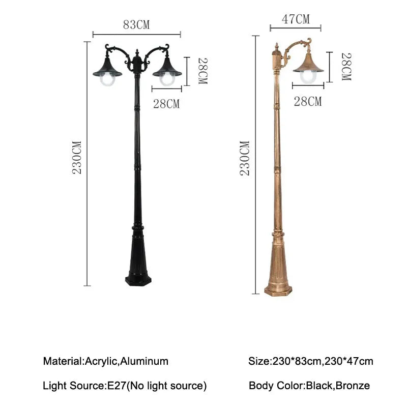European Outdoor Waterproof Garden Light Villa Courtyard Lawn Lamp Community Park High Pole Street Lamps Landscape Lighting