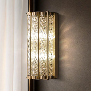 Modern Copper Wall Lamp for Hotel Villa Living Room Porch Office Corridor Long Glass LED Sconce Wall Light Home Decor