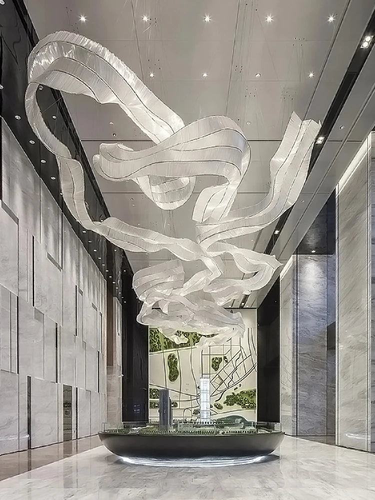 Hotel Living Room Hanging Led Chandelier Hotel Restaurant Large Led Chandelier Modern Pendant Light Glass Lights Lobby