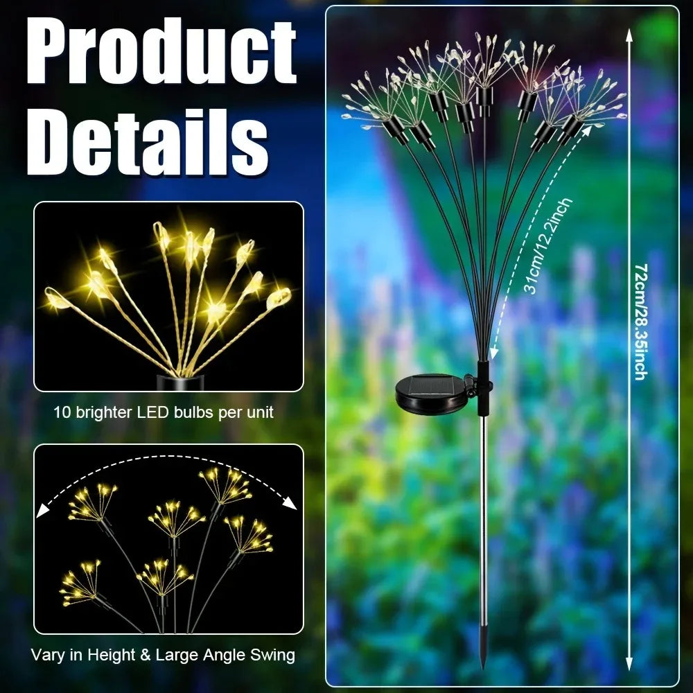 1/2/4pcs Solar Firework Lights Warm White Light Suitable for Garden Lawn Camping Steps Greenway Courtyard Decoration Lawn Lights