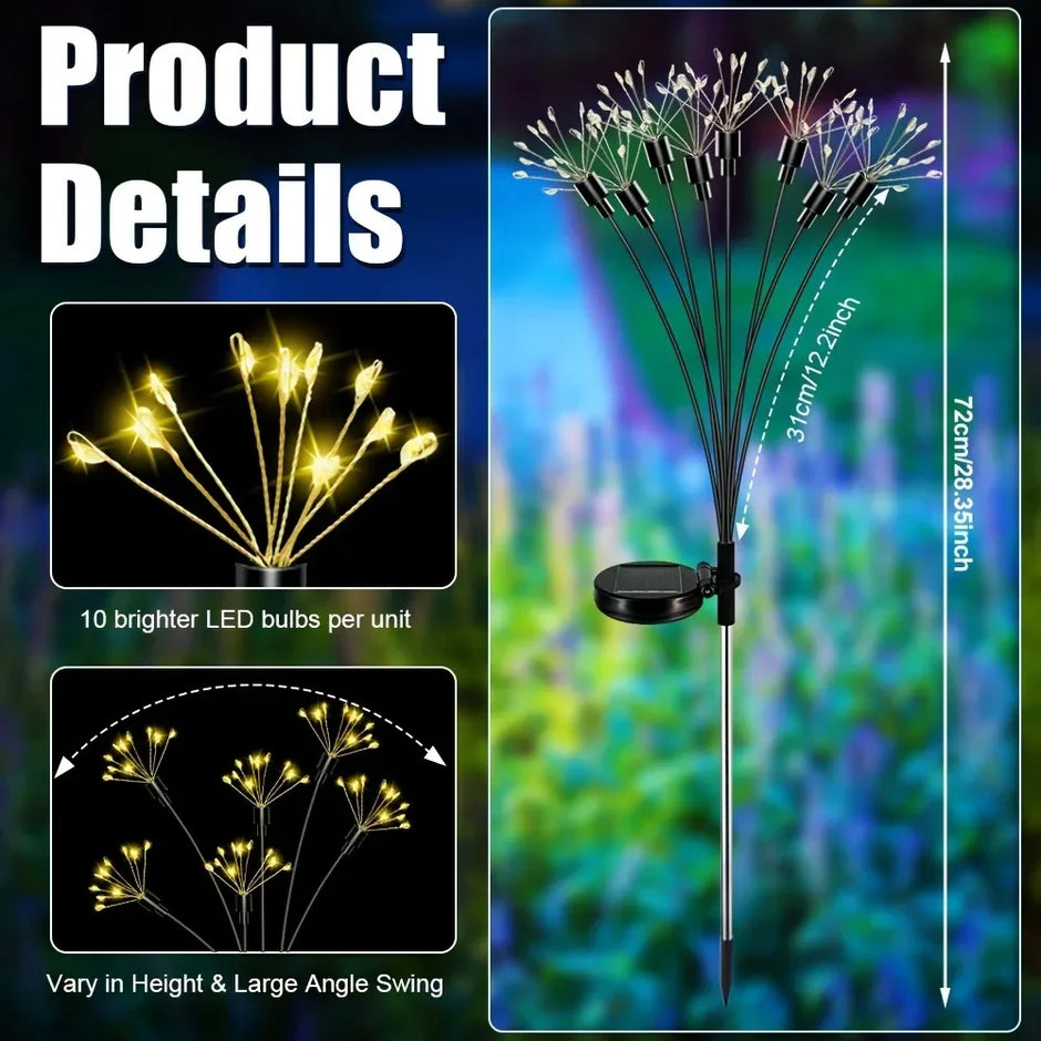 1/2/4pcs Solar Firework Lights Warm White Light Suitable for Garden Lawn Camping Steps Greenway Courtyard Decoration Lawn Lights