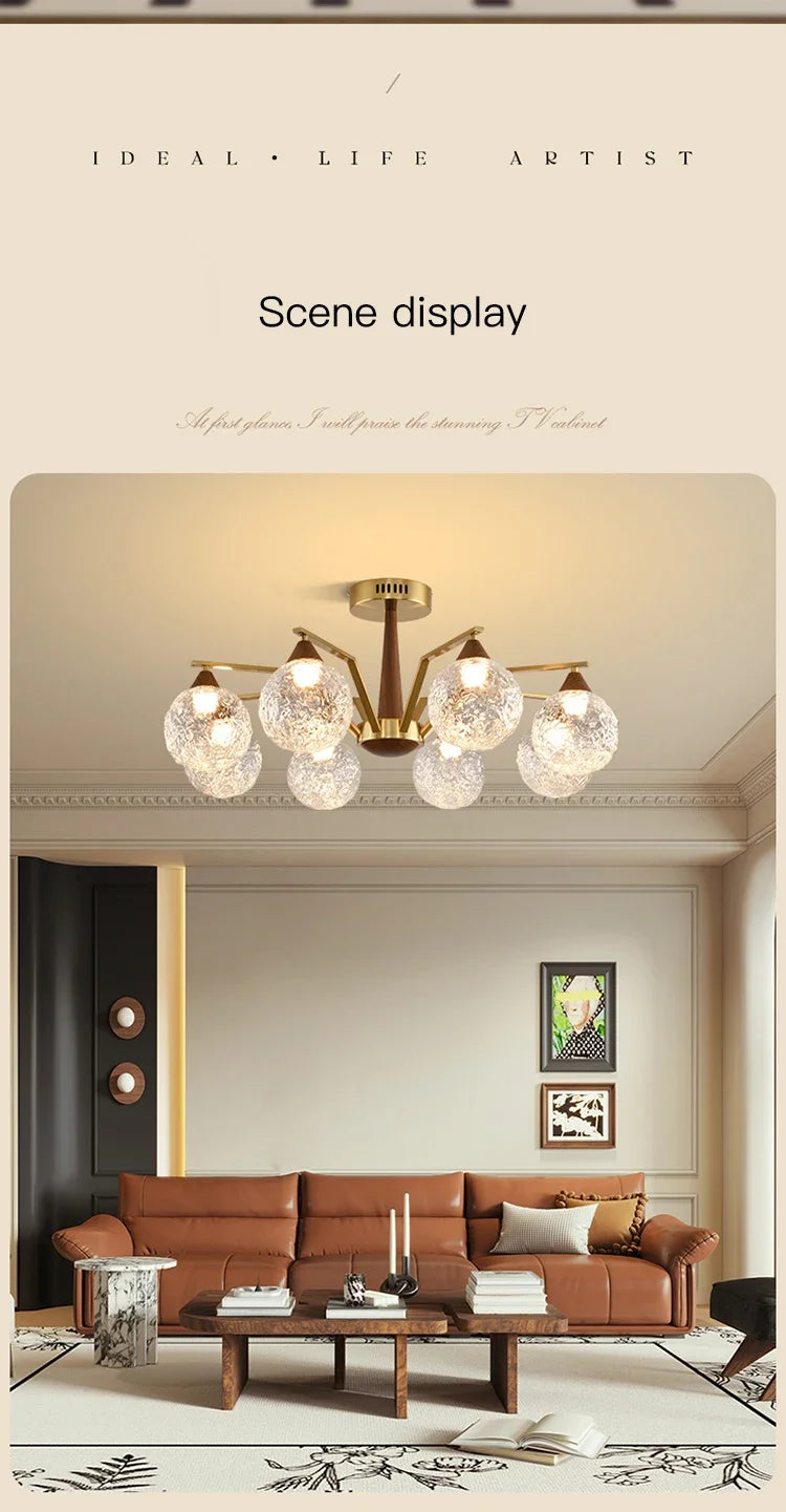 Wabi Sabi Glass Chandeliers For Dining Tables Living Room Kitchen Office Coffee Hanging Lamp Nordic Home Decor Ceiling Lights