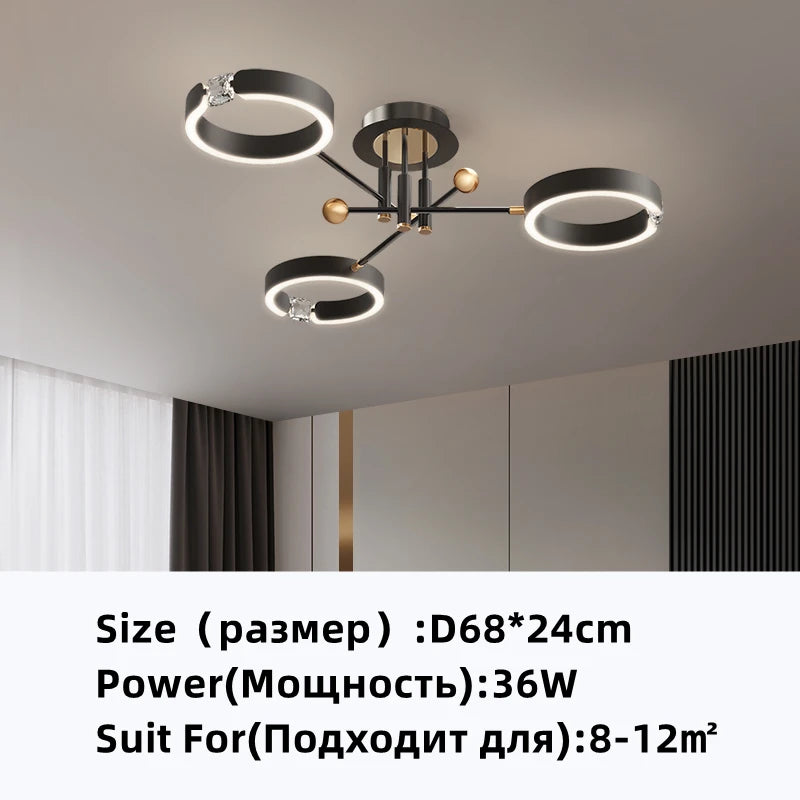 Modern Luxury Nordic Style Aluminum Circle Shaped LED Pendant Light Art Creative Lamp for Living Room Home Decoration Chandelier
