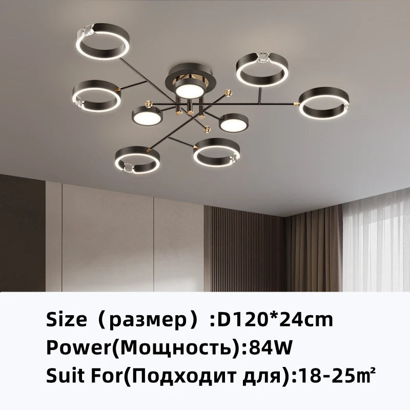 Modern Luxury Nordic Style Aluminum Circle Shaped LED Pendant Light Art Creative Lamp for Living Room Home Decoration Chandelier