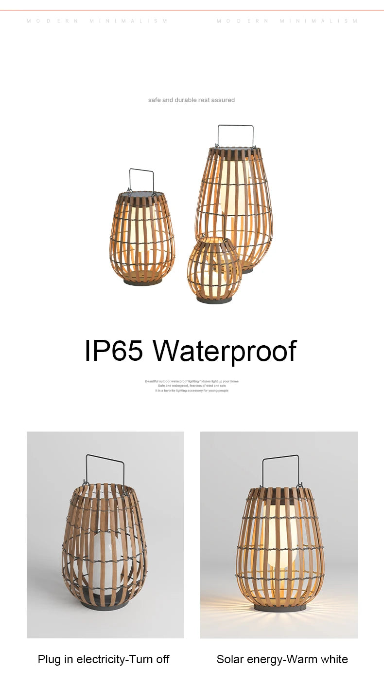 Solar Lights LED Floor Lamp Outdoor Waterproof Solar Energy Imitation Rattan Ambient Lamp Villa Gate Garden Courtyard lighting