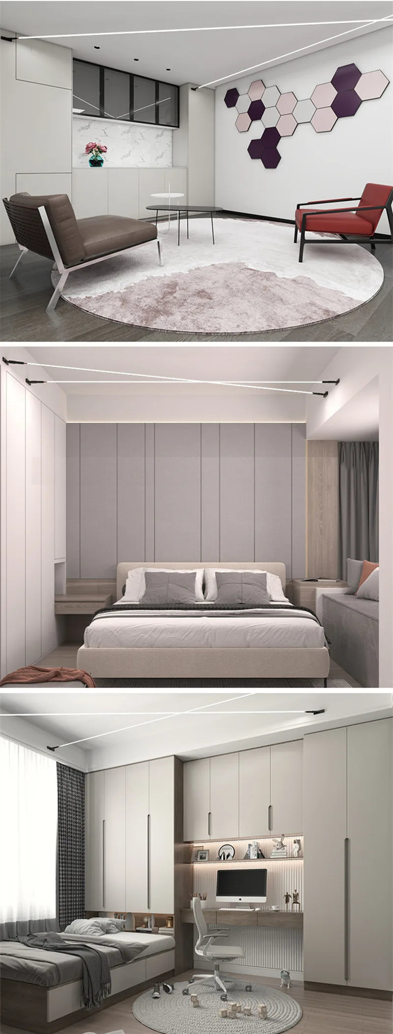 Steel Skyline Lights Modern Minimalist Linear Hallway Ceiling Lamp White Black Living Room Gallery Bedroom Ceiling Pendant Light