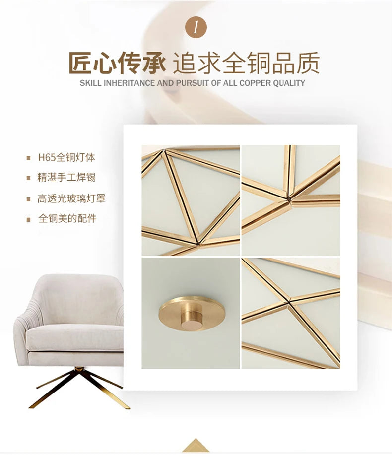 Nordic Modern Copper LED Ceiling Lights Fixtures Kitchen Hallway Balcony Round Ceiling Lamps Minimalist Lampara Gold Lighting
