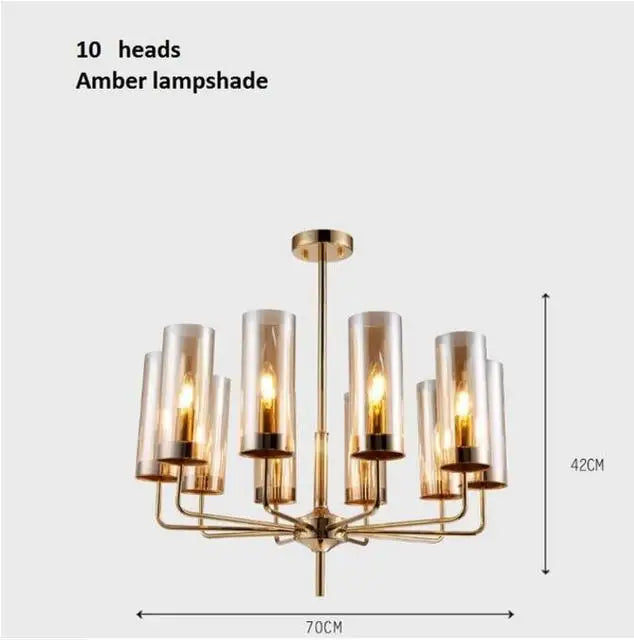 Nordic LED Glass Chandelier Blue/Amber Modern Hanging Lamp Suspension Living Dining Bedroom Pendant Lighting Fixtures