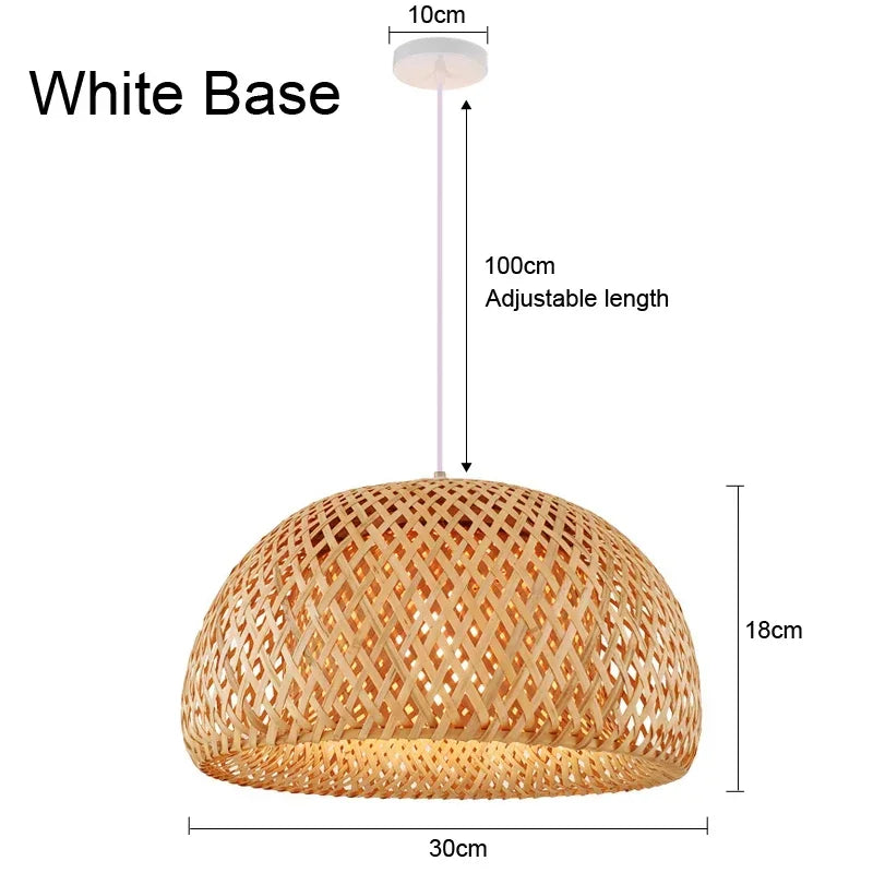Japanese Chandelier Natural Bamboo Rattan Pendant Lights Handmade Weaving Hanging Lamps Wicker Shades E27 Lighting Suspension